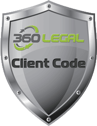 360 Legal Client Code Badge Logo